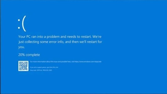 computer crashed with a blue screen