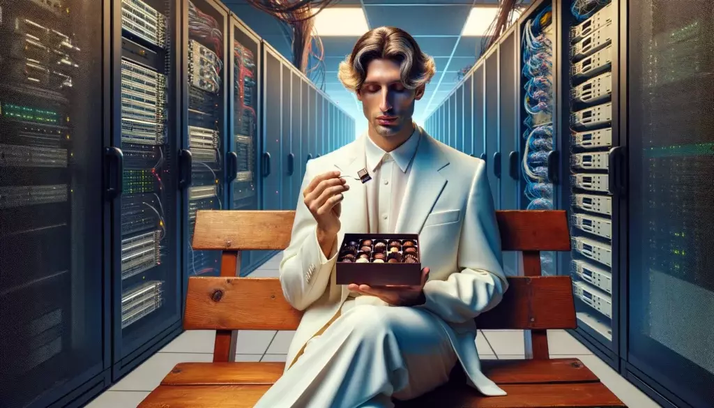 IT Guy eating a box of chocolates