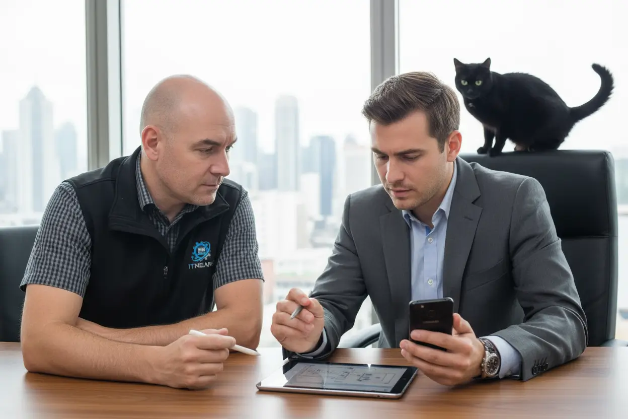 IT NEAR U consultant providing Android phone help to a customer in Waikanae on the Kapiti Coast, near Paraparaumu.