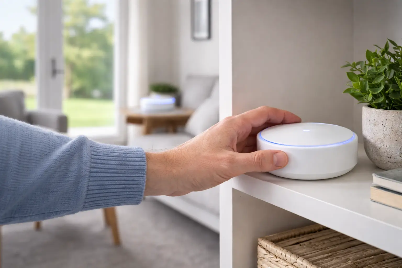 Mesh Wi-Fi node installed in a Wellington home by IT NEAR U for improved wireless coverage